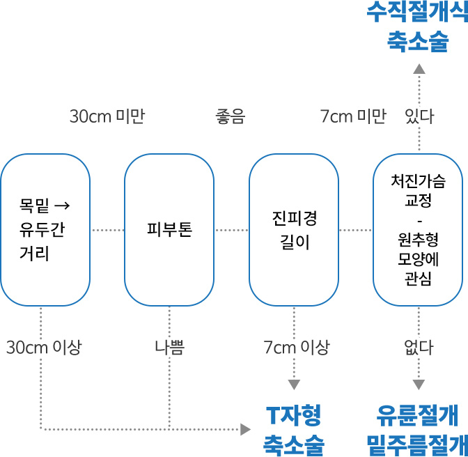 가슴 상태에 따른 축소수술법의 선택